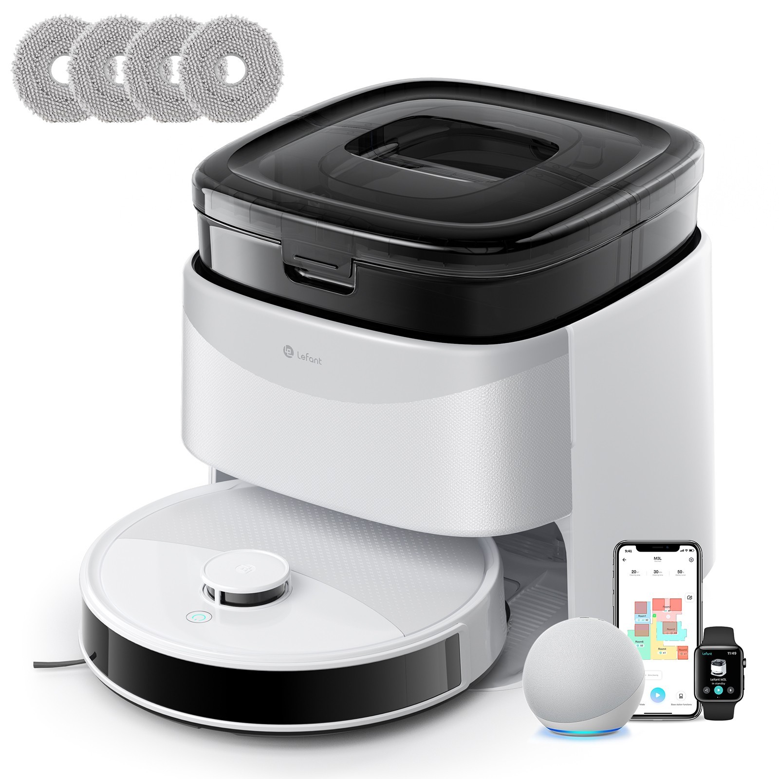 Lefant M3L Robot Vacuum and Mop 13000Pa Suction Self-Emptying Refilling