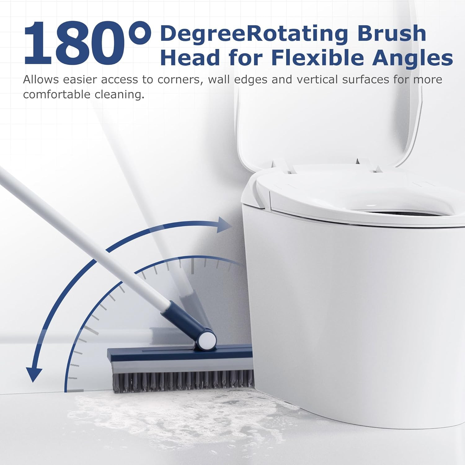 Grout Brush with Long Handle, Grout Cleaner Brush for Tile Floors, Stiff Bristle