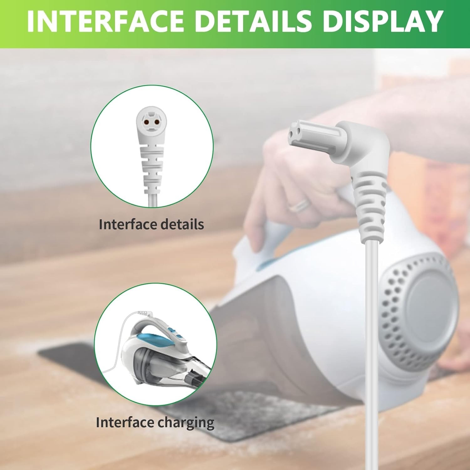 15V Charger Compatible with Black and Decker Dustbuster Handheld Vacuum white