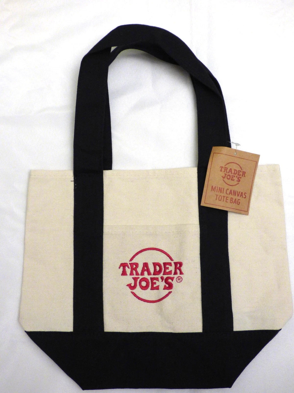 Trader Joe’s MINI Canvas Reusable Bag: Off White or Tan with Navy Blue