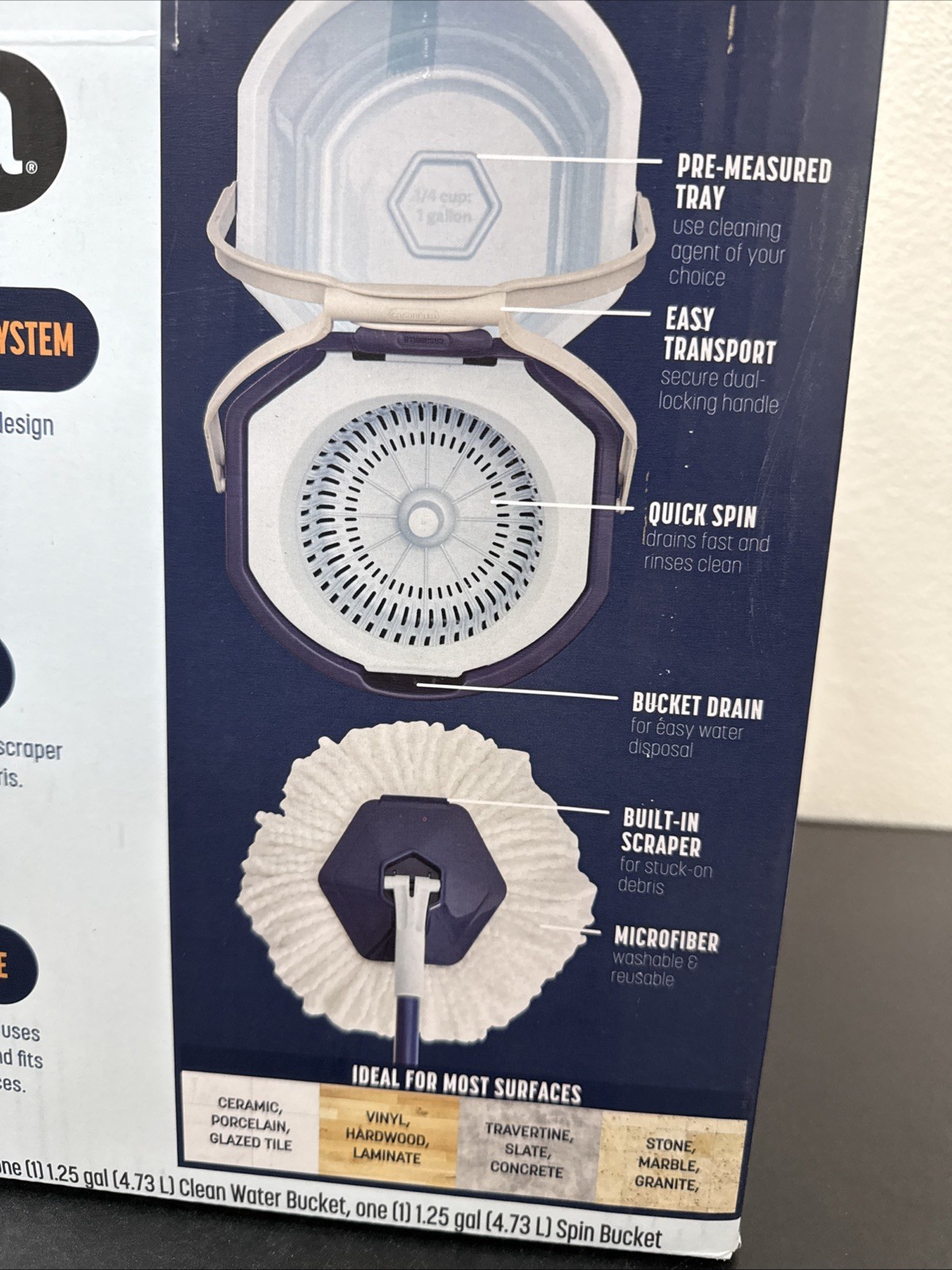 Casabella Clean Water Spin Mop Dual Bucket System with 2 Extra Refills