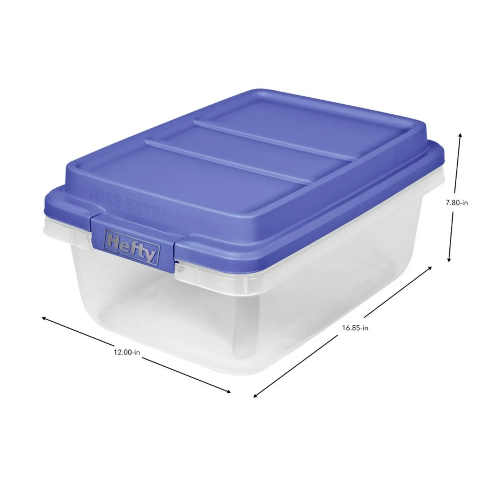 Hefty 18 Quart Clear Storage Bin With Blue Hi Rise Lid FREE SHIPPING
