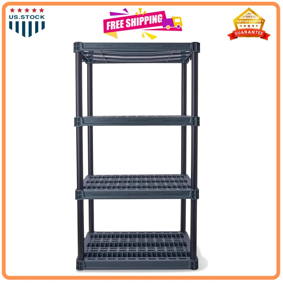 Plano 4-Shelf Plastic Storage Unit 48in x 23in x 14in 200lb Capacity Garage