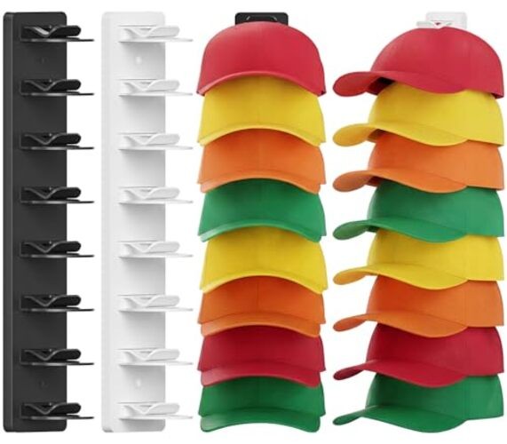 Hat Organizer for Baseball Caps 2 Pack, Hat Rack for One size Black & White