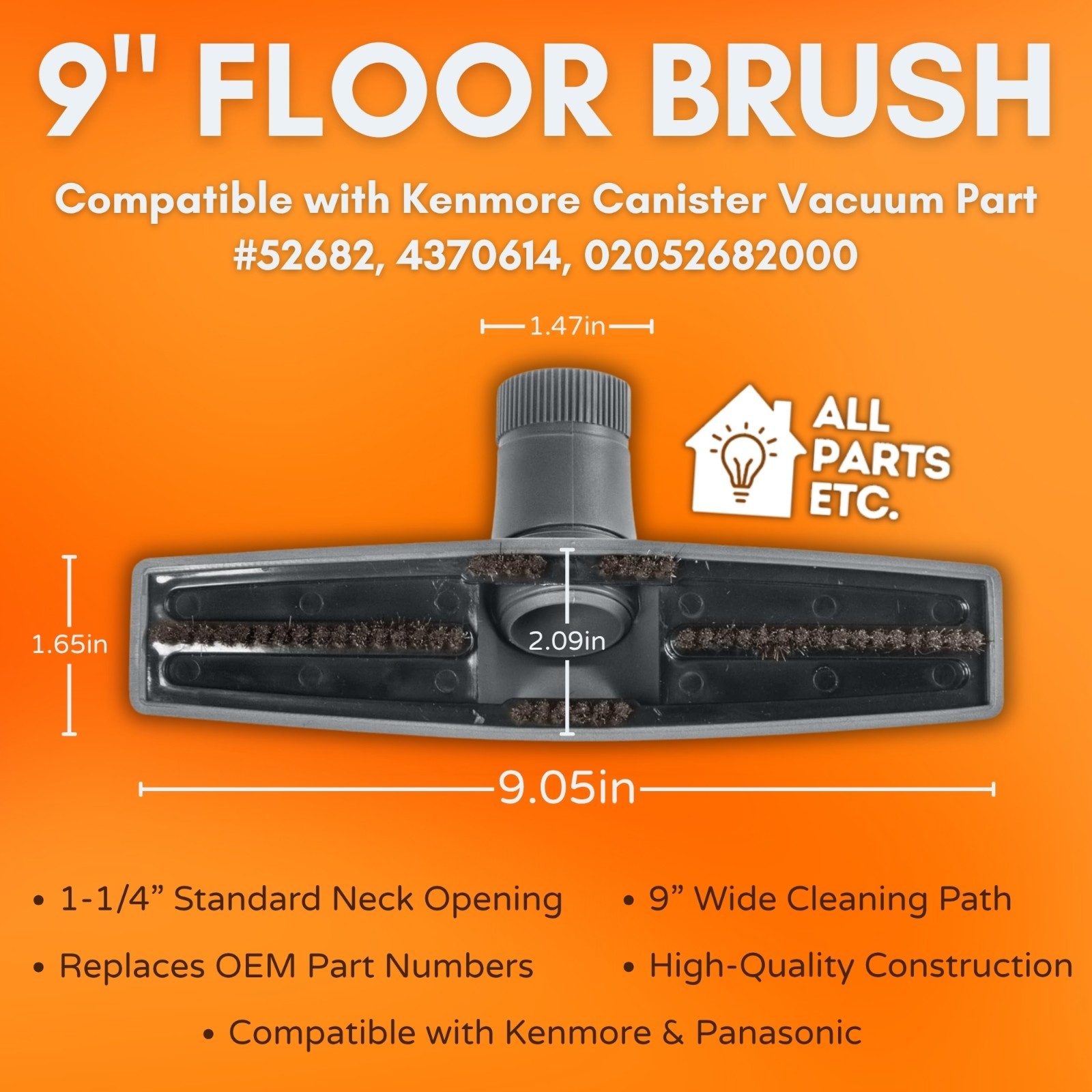 Floor Brush Compatible with Kenmore Canister Vacuum Bare Surface Part #52682