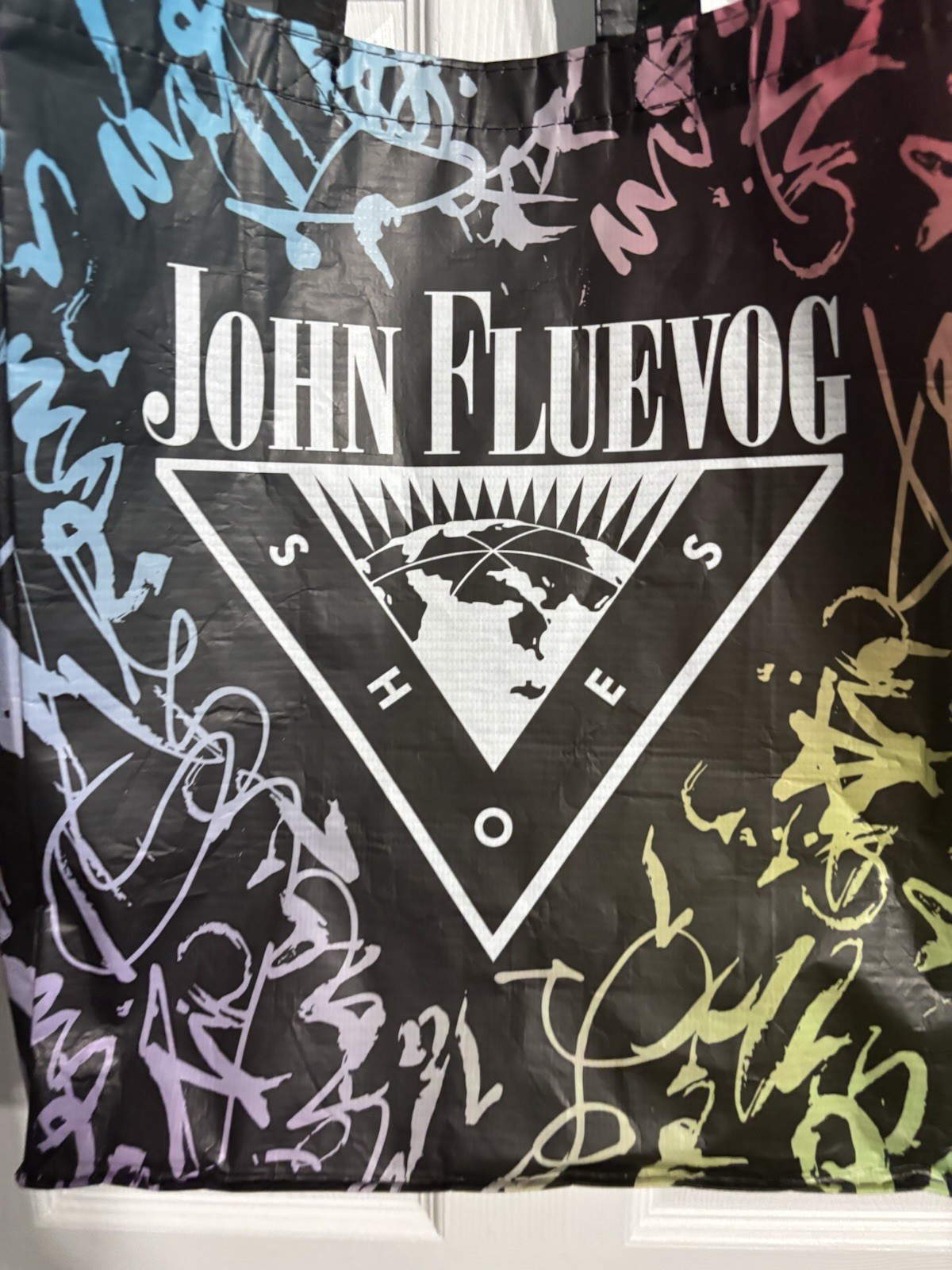 John Fluevog Shoes Reusable Shopping Bag Tote Shoes Wisely 14.5″x12.5×5.5″
