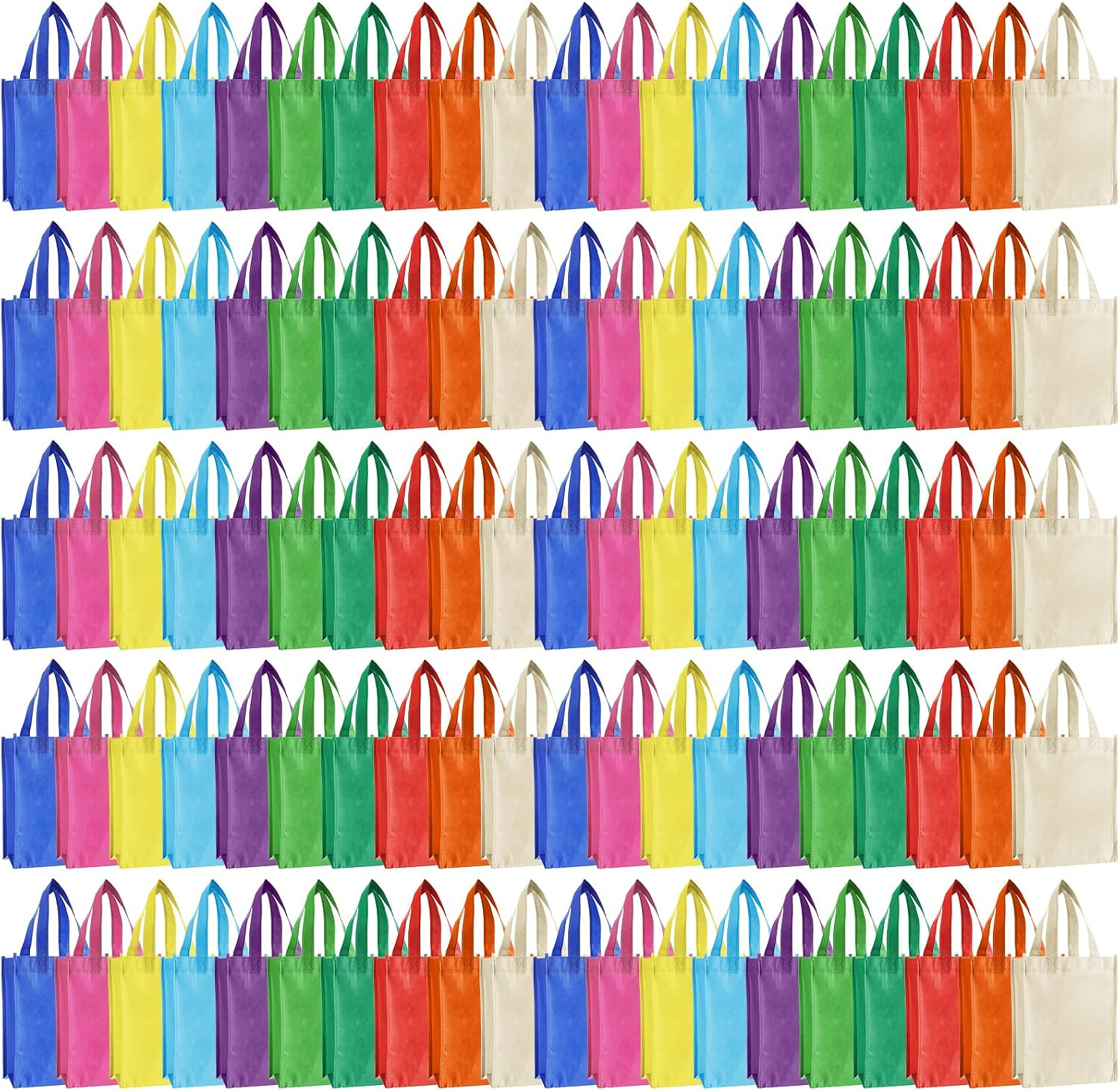 100 Pcs Non Woven Bags Reusable Gift Bag with Handles Shopping Tote Grocery Good