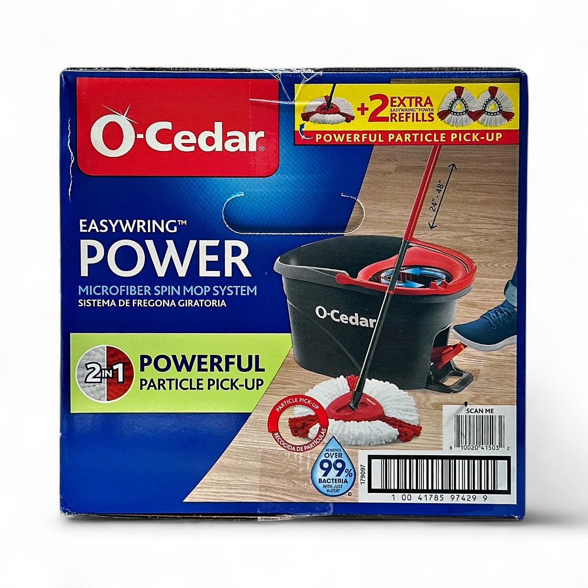 O-Cedar EasyWring Power Microfiber Spin Mop System 2-in-1 +2 Extra Mop Heads