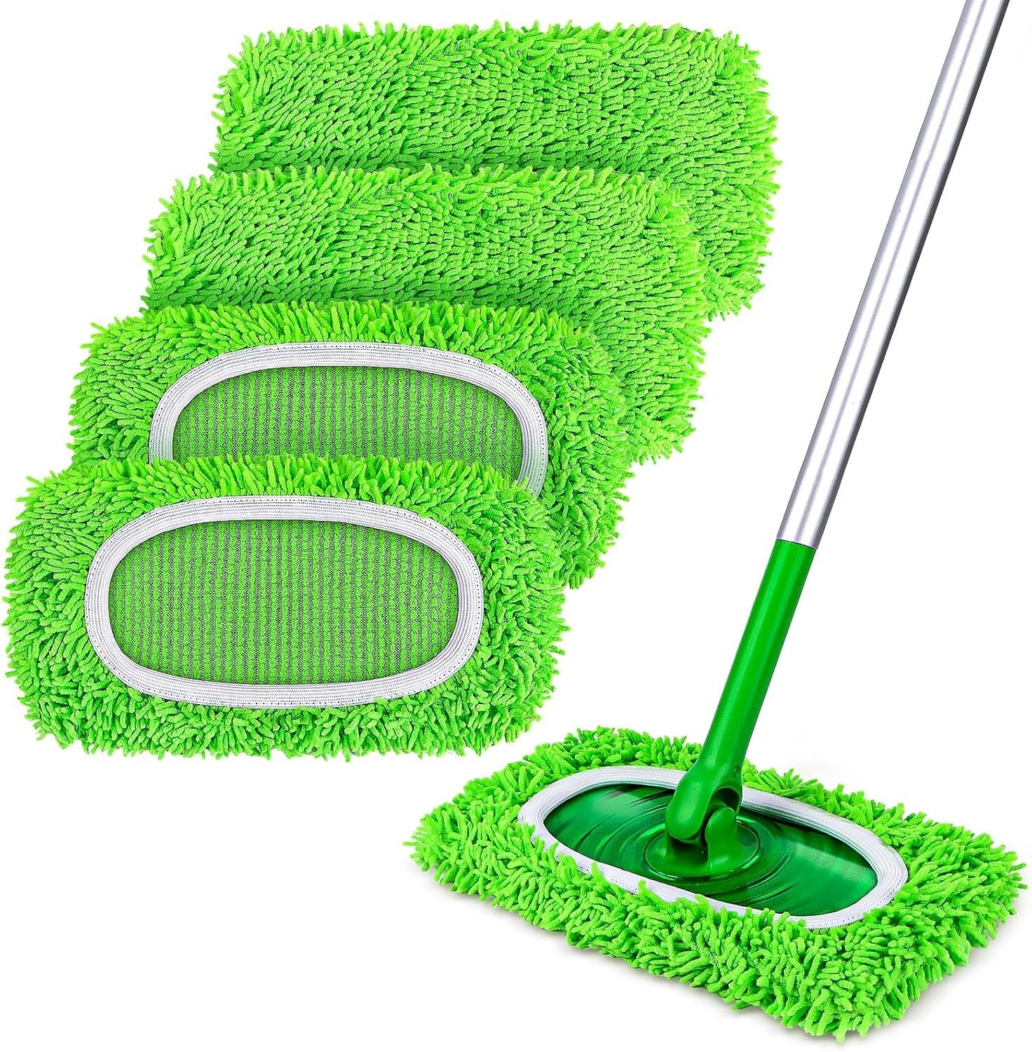 Versatile Pack of 4 Microfiber Mop Pads for All Floor Types – Machine Washable