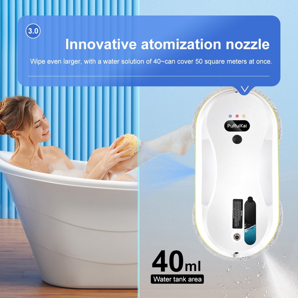 Puruikai 309 Automatic Window Cleaning Robot, Wireless Remote, Auto Water Spray