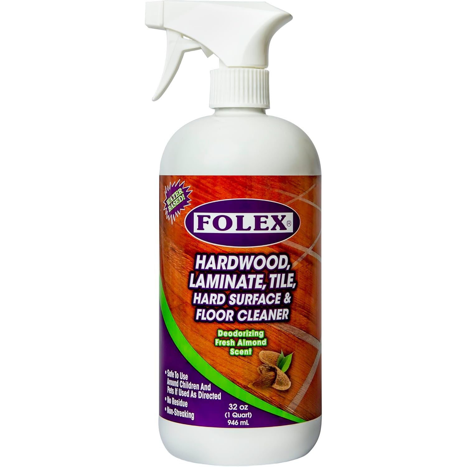 Folex Hardwood, Laminate, Tile & Floor Cleaner, 32oz – Almond Scent, Streak Free