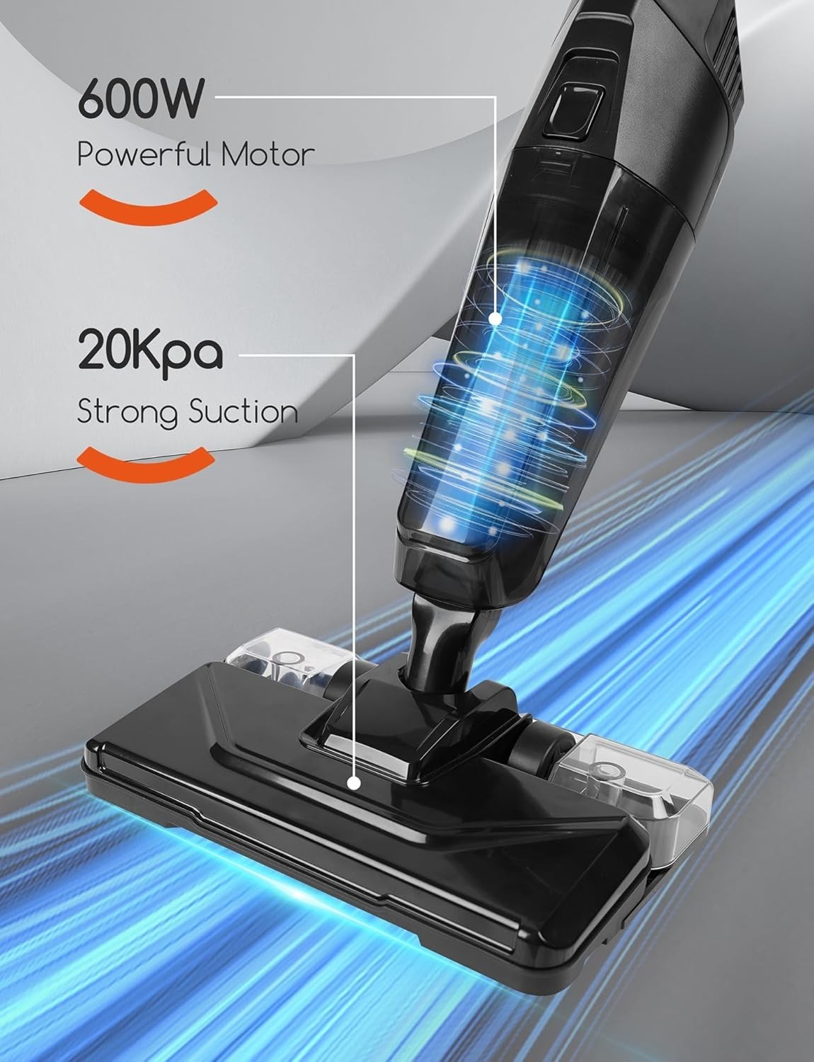 2-in-1 Stick Vacuum & Electric Mop with 600W Powerful Suction for Hard Floors