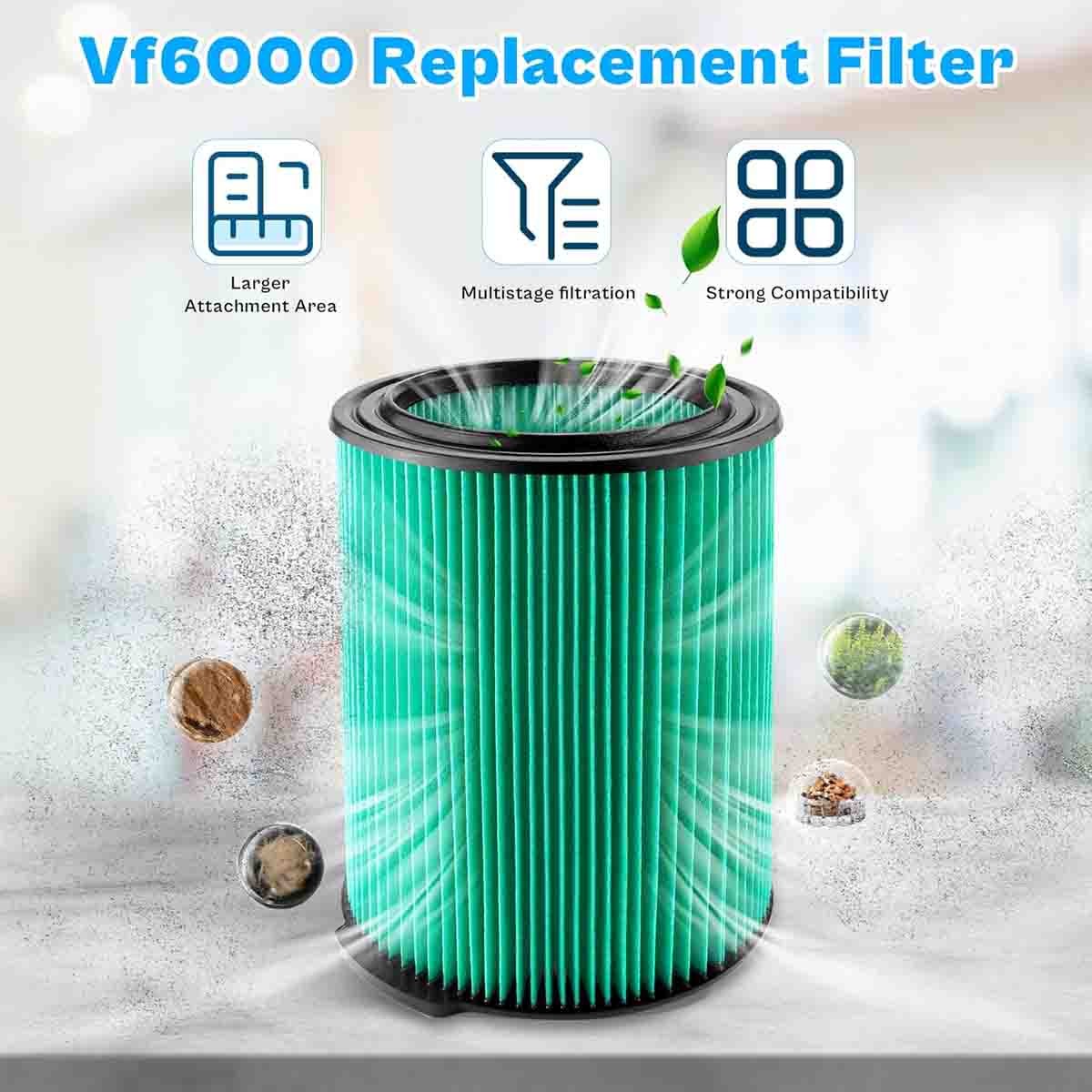 VF6000 Filter Replace For Ridgid Wet Dry Vac Vacuum 5-20 Gallon 1620RV 1610RV