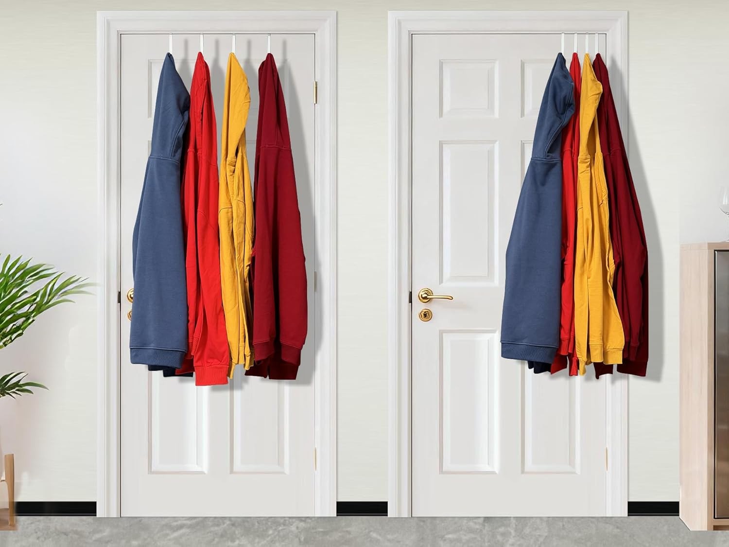Single Over Door Steel Hooks 2 Pack Fit 1-3/8″ Door 5.5″ White | Plastic Coated