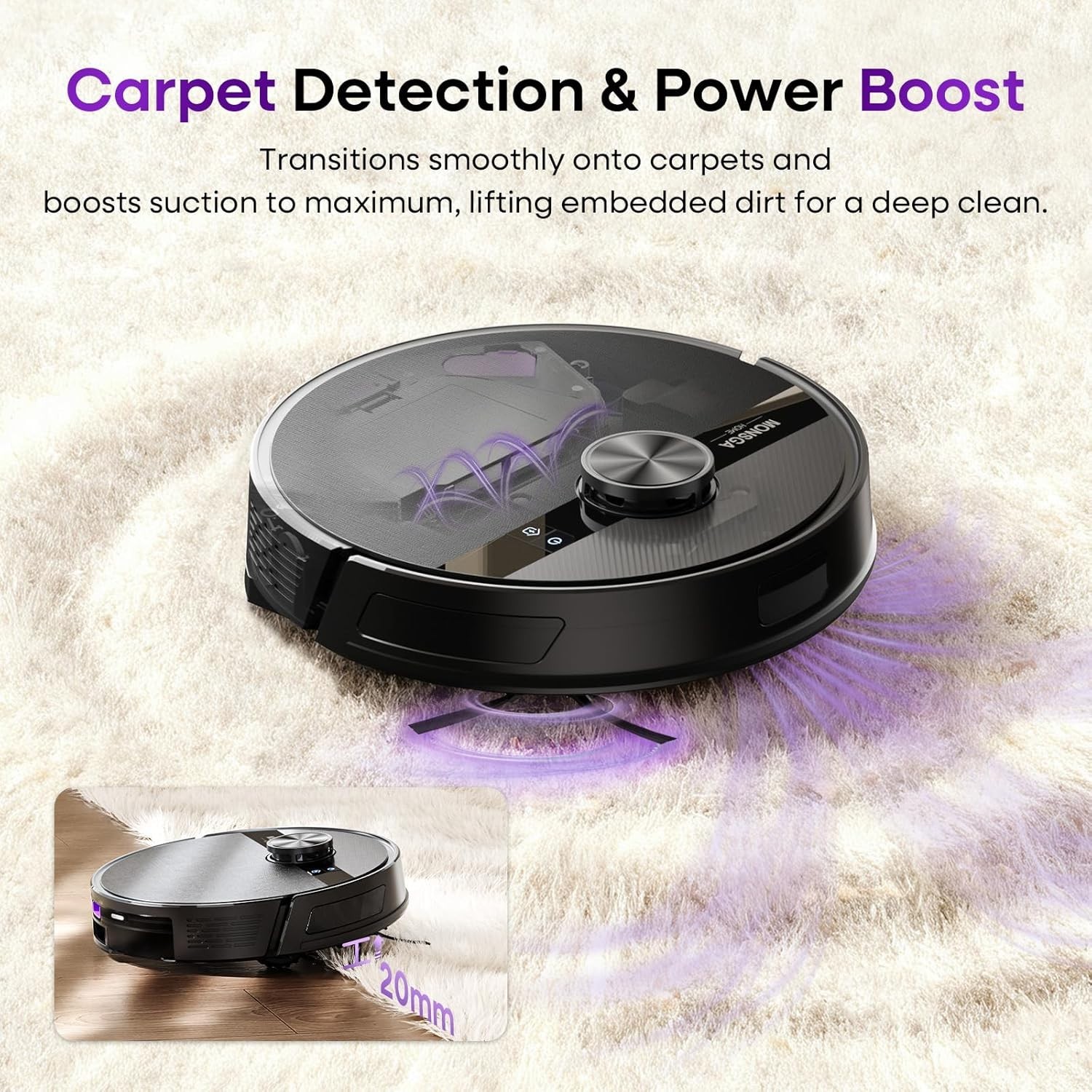 MONSGA Robot Vacuum & Mop Combo 7000Pa Vacuum with Lidar Nav Remove/Voice App Cn