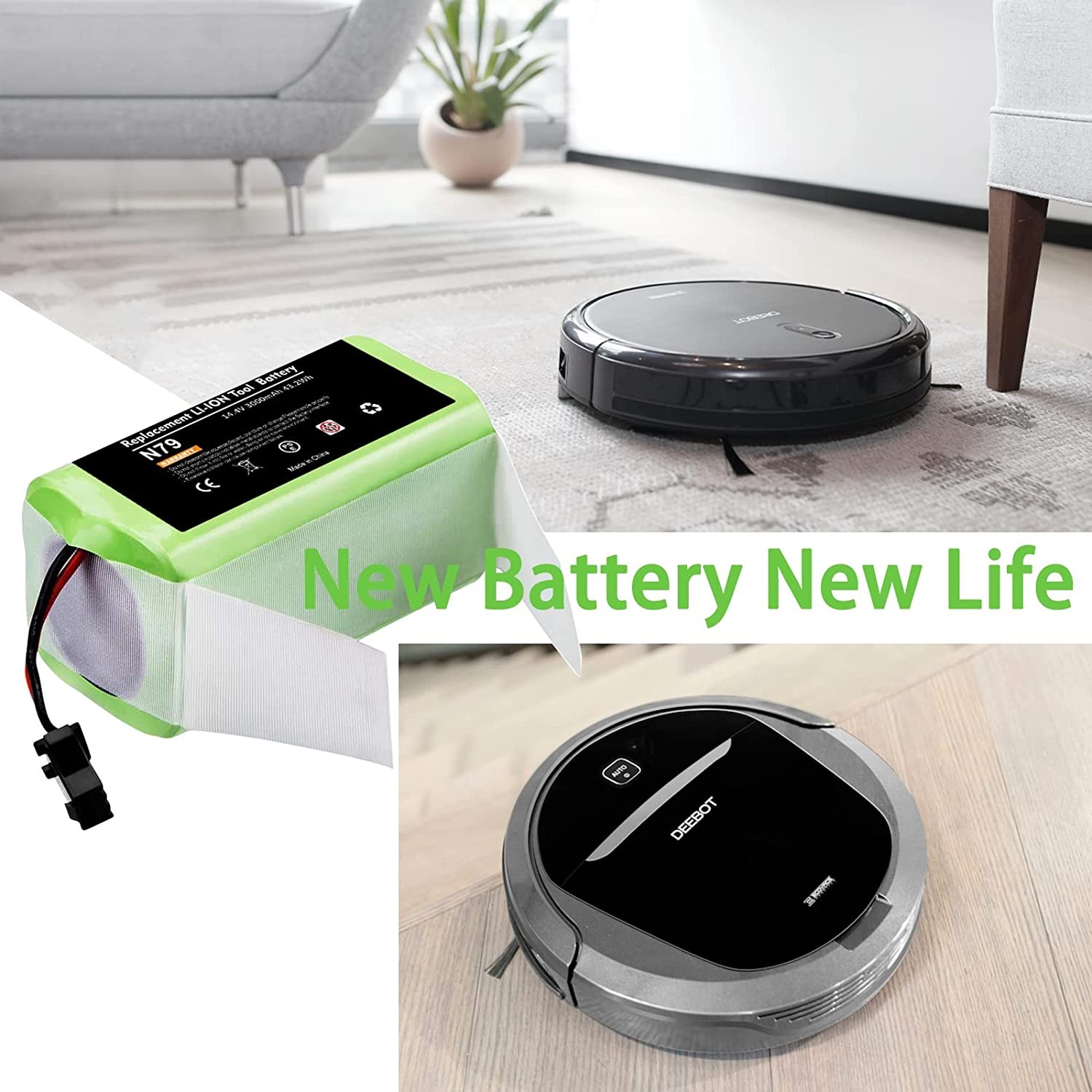 New Battery for Eufy RoboVac 11C 11S 15C G30 MAX 25C Ecovacs Deebot N79 -14.4V