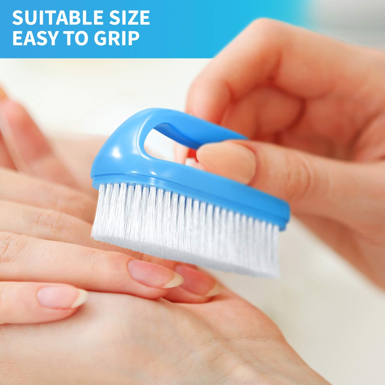Konex Perfect-Grip Large Hand and Nail Brush 4″ X 1 Count (Pack of 1), Blue