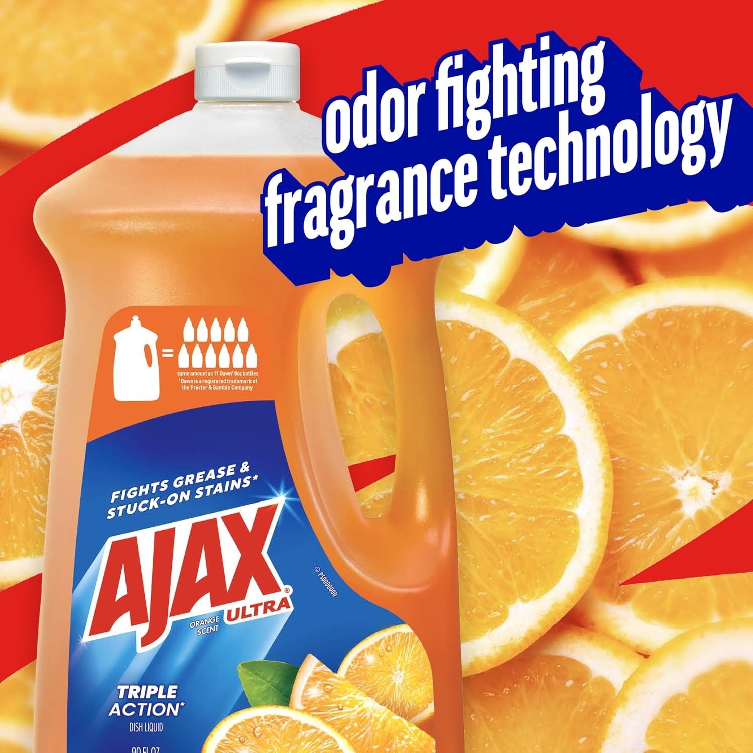 Ultra Liquid Dish Soap, 90 fl oz Orange Scent, Antimicrobial Triple Action Clean