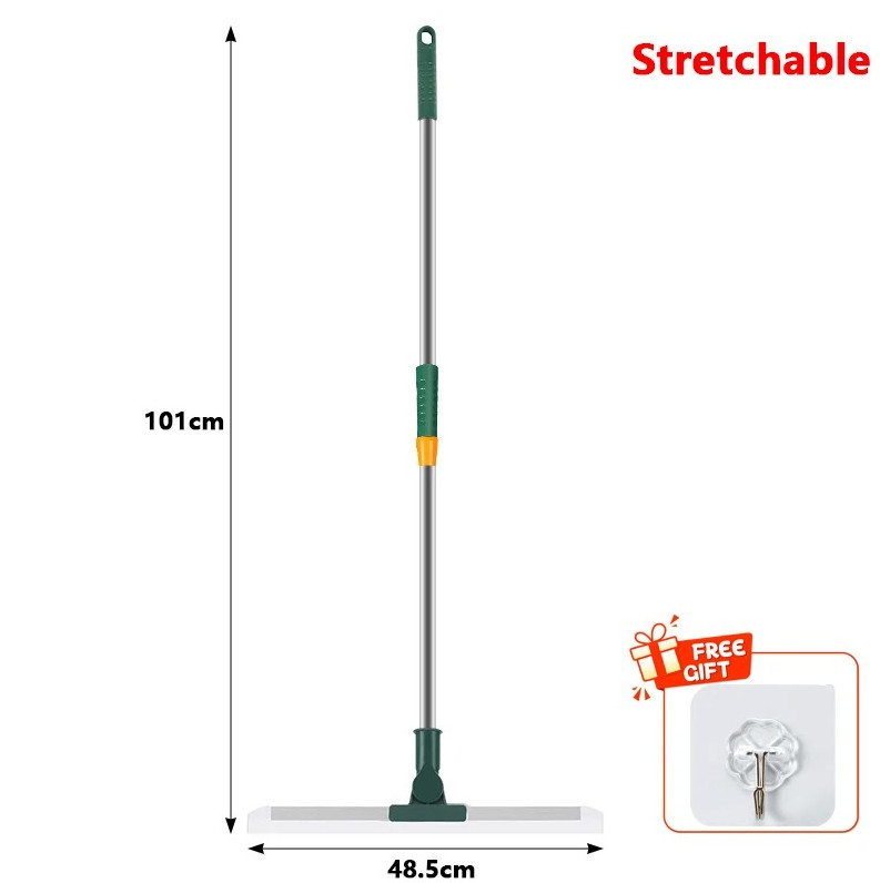 1pcs Long Handle Silicone Broom with Telescopic Rod for Floor & Glass Cleaning