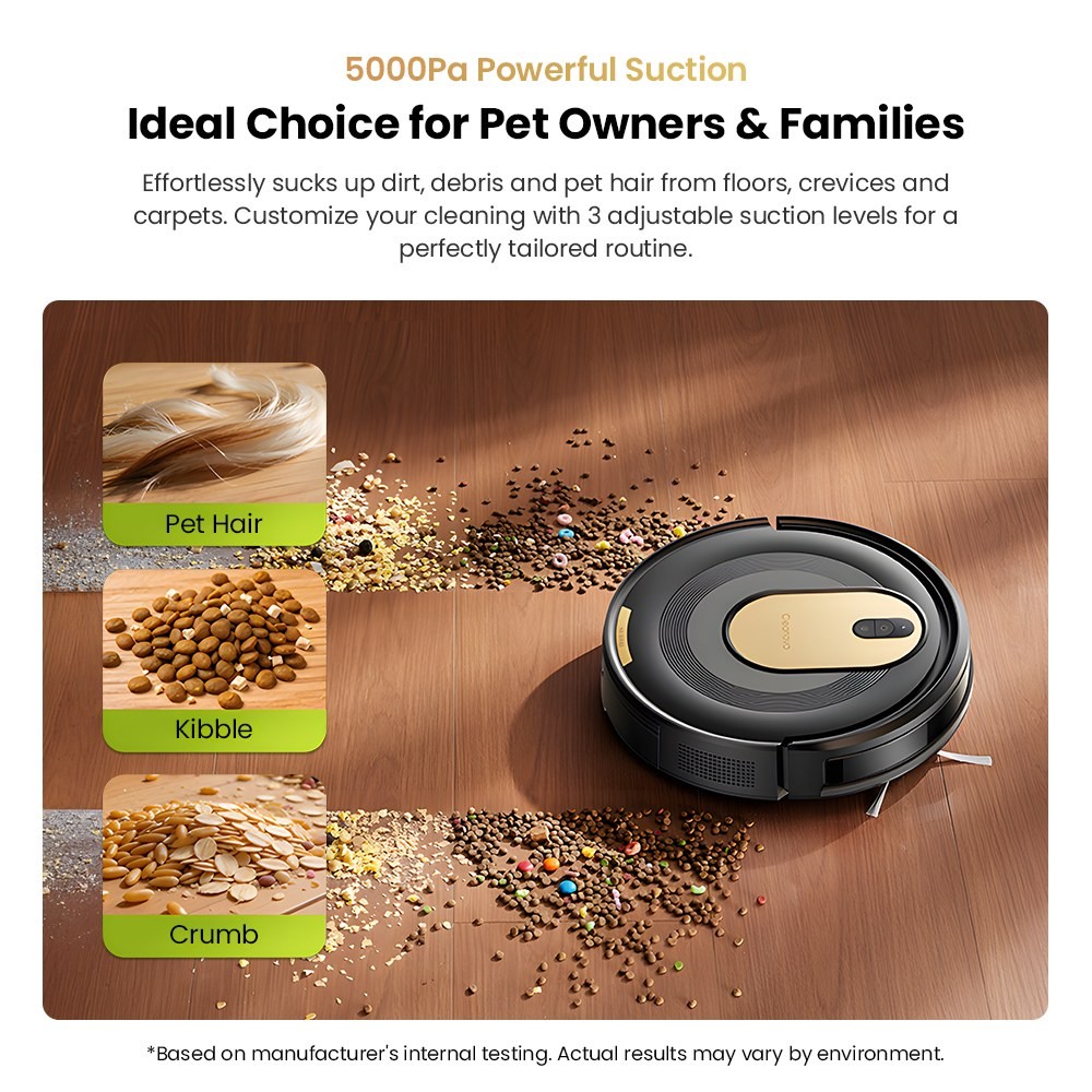 Vactidy W8 Robot Vacuum and Mop 5000Pa Suction,150-Min Runtime,App/Voice Control