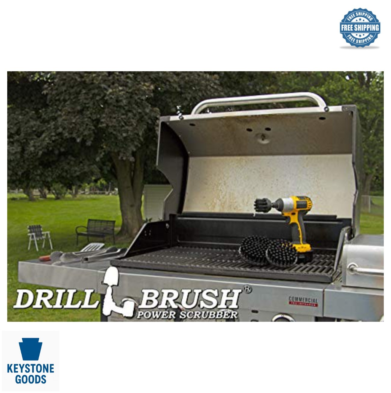 Drill Powered Cleaning Brush Set 3 Piece Ultra Stiff Nylon Bristle Grill