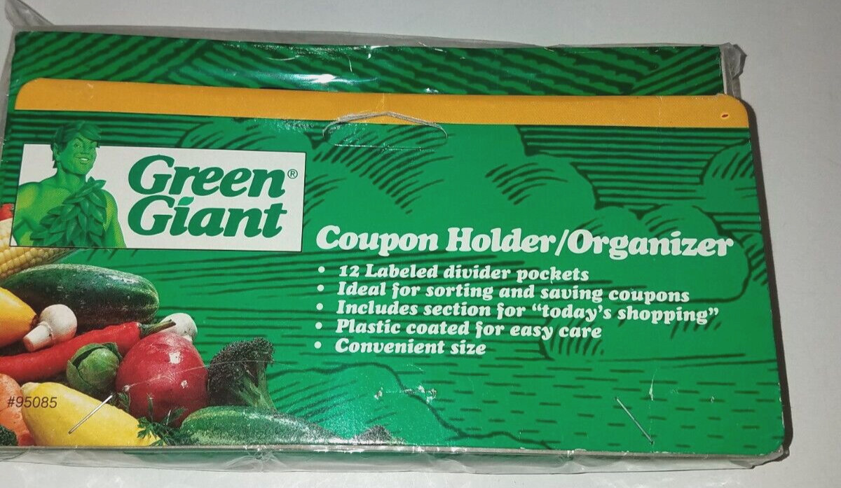 1995 Vintage 12 Section Organizer Coupon Holder Expandable “Green Giant” Sealed