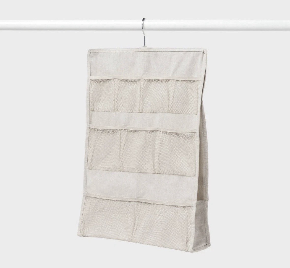 Brightroom Hanging Fabric Organizer for Accessories Beige 16×23 In Canvas