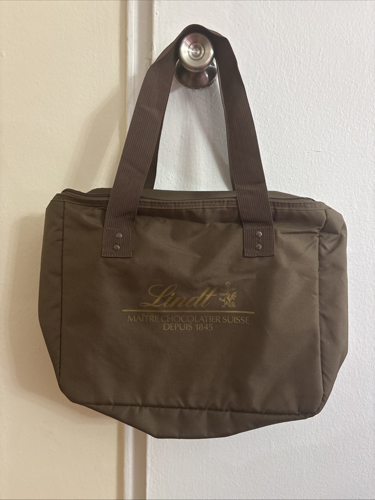 Brown Lindt Chocolatier Insulated Cooler Tote Bag 13 x 11 x 4 Inches