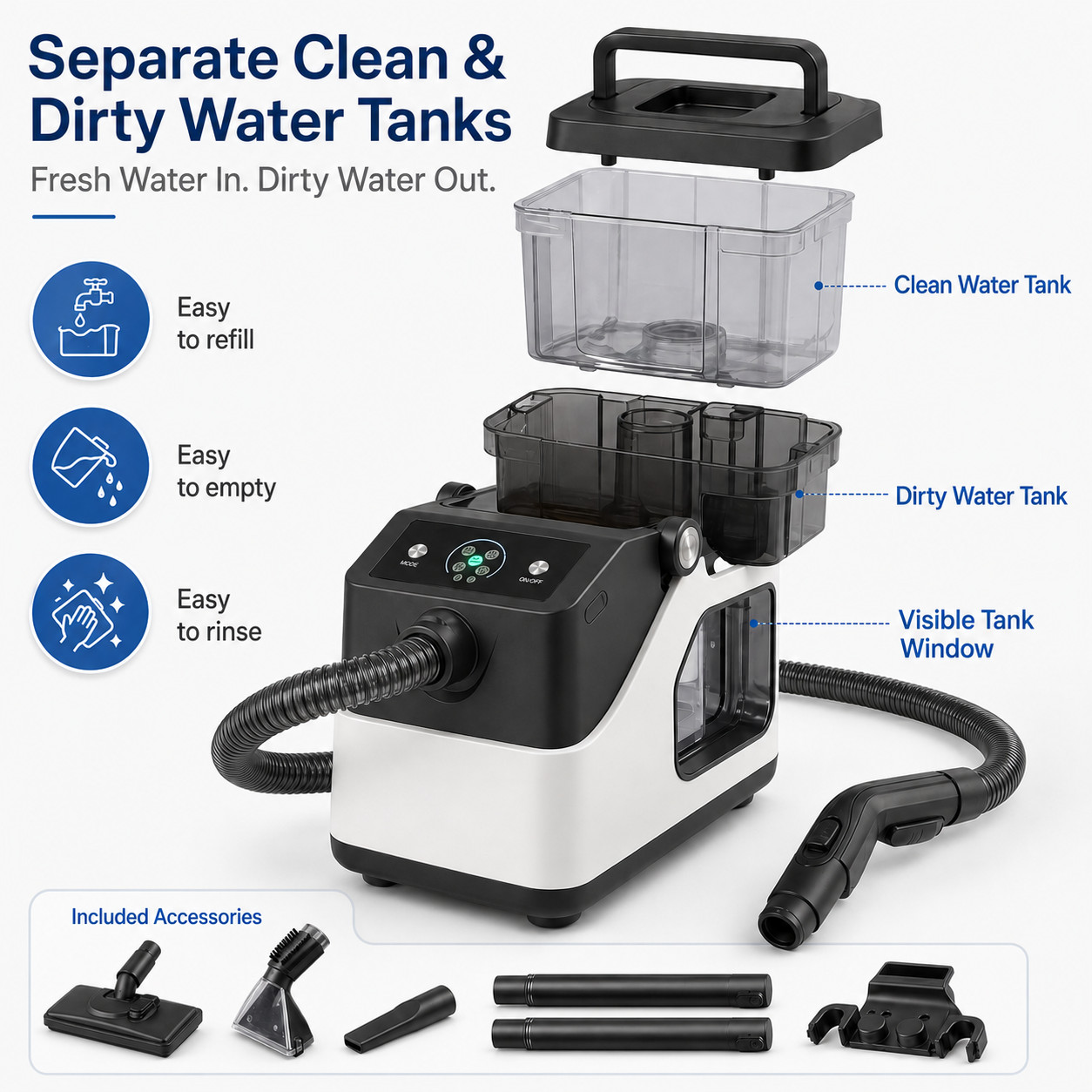 6 Gallon Steam Wet Dry Vacuum Cleaner 5IN1 Carpet Upholstery Washer HEPA Blower