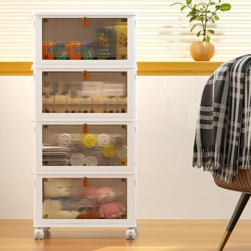 YFXCVSL 4 Tier Plastic Storage Bins with Lid 23QT, Stackable Storage Bins |