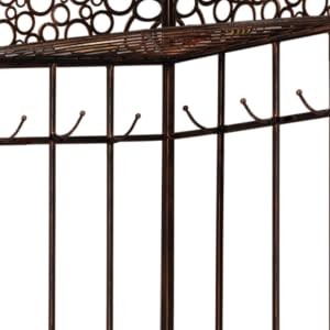 Brushed Copper Metal Corner Entryway Hallway Storage Bench with Coat Rack
