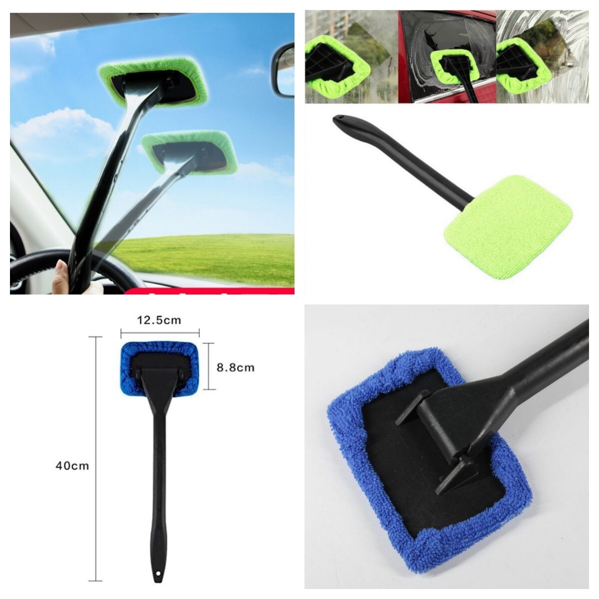 Cleaning Mop Car Dual-Use Dust Removal Defogging(Blue/Green) 2Pcs