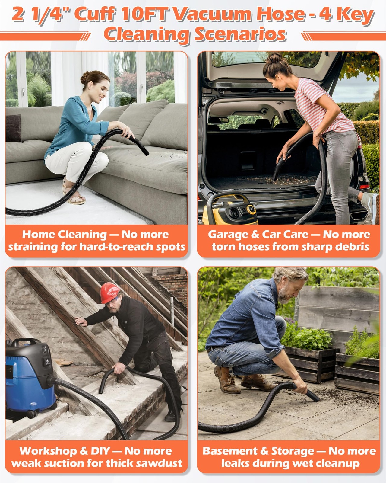 Hose Replacement for Shop Vacuums and Blowers 2.25 in x 10 ft