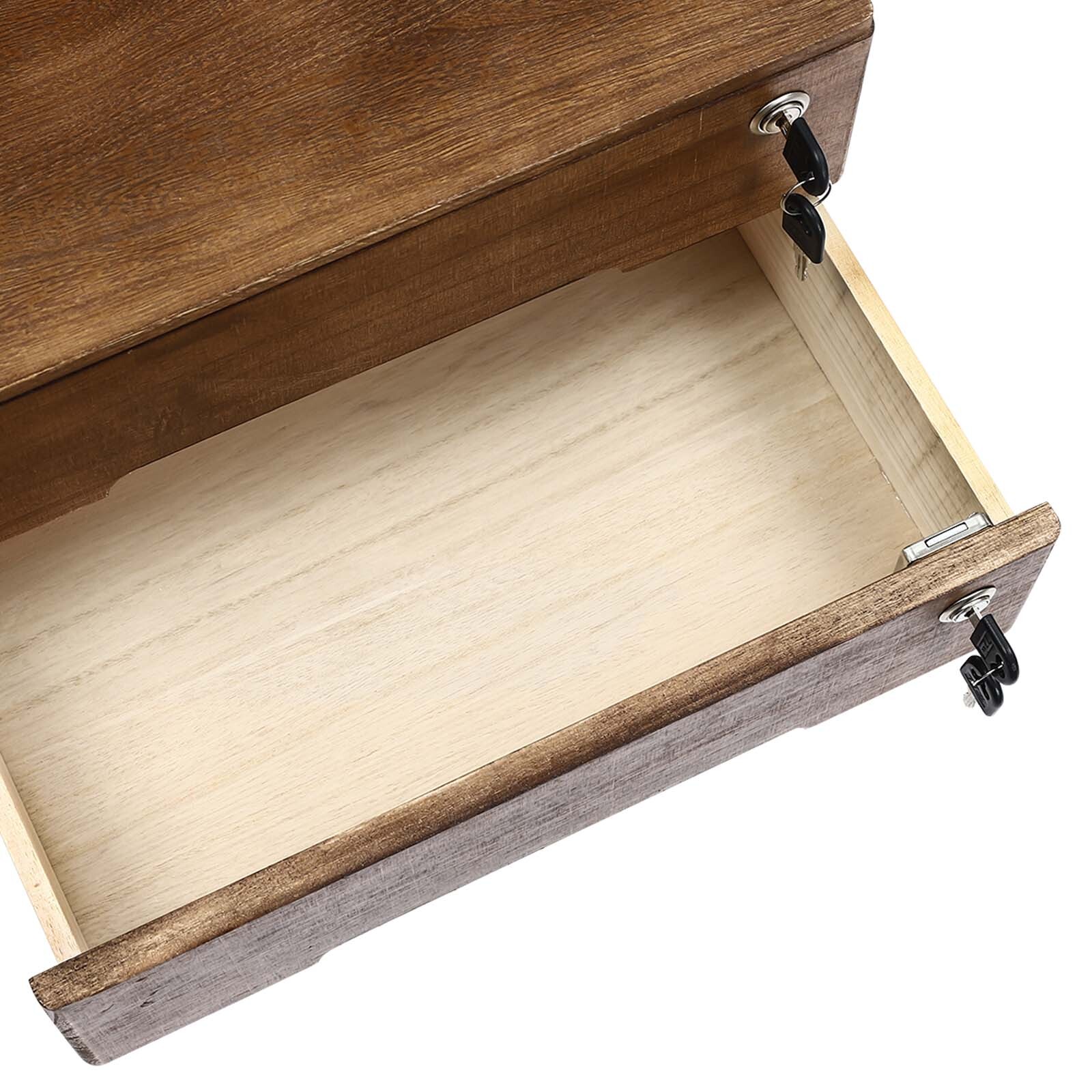 Wooden Desktop Jewelry Drawer Storage Box Table Cabinet Holder Organizer Chest