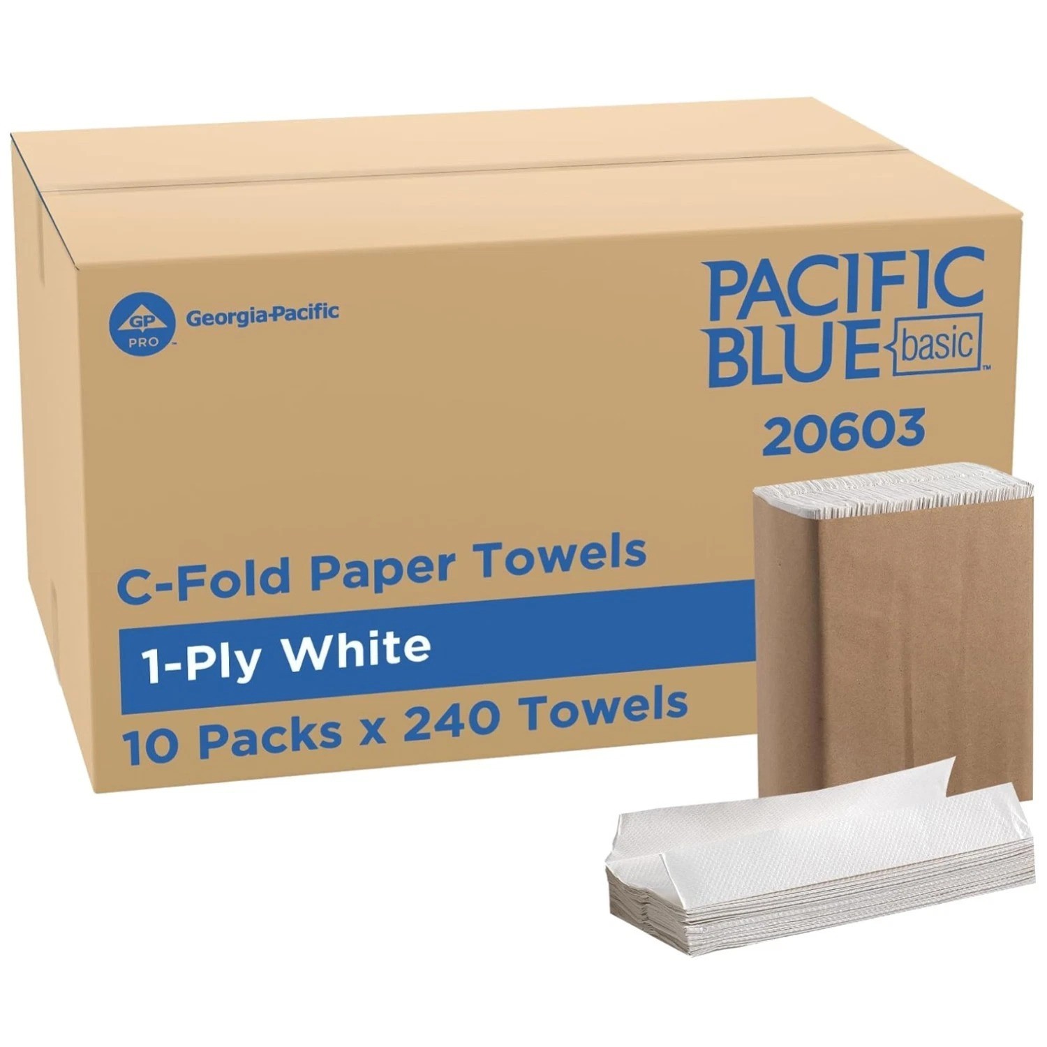 Pacific Blue Basic C-Fold Towels, 240 Count, 10 Packs, 20603