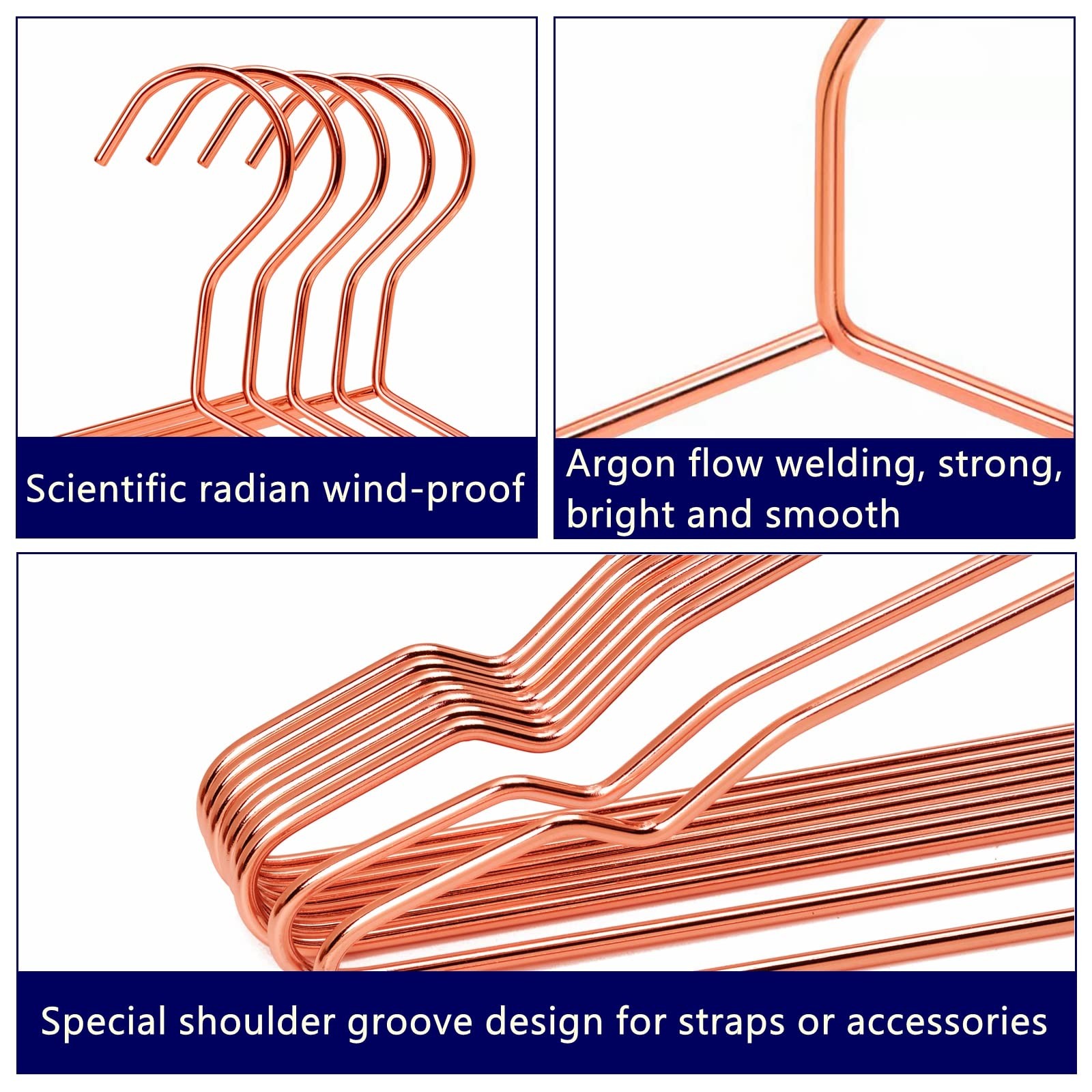 17 Rose Gold Strong Metal Hanger 20 Pack Copper Clothes Hangers Heavy Duty Coat