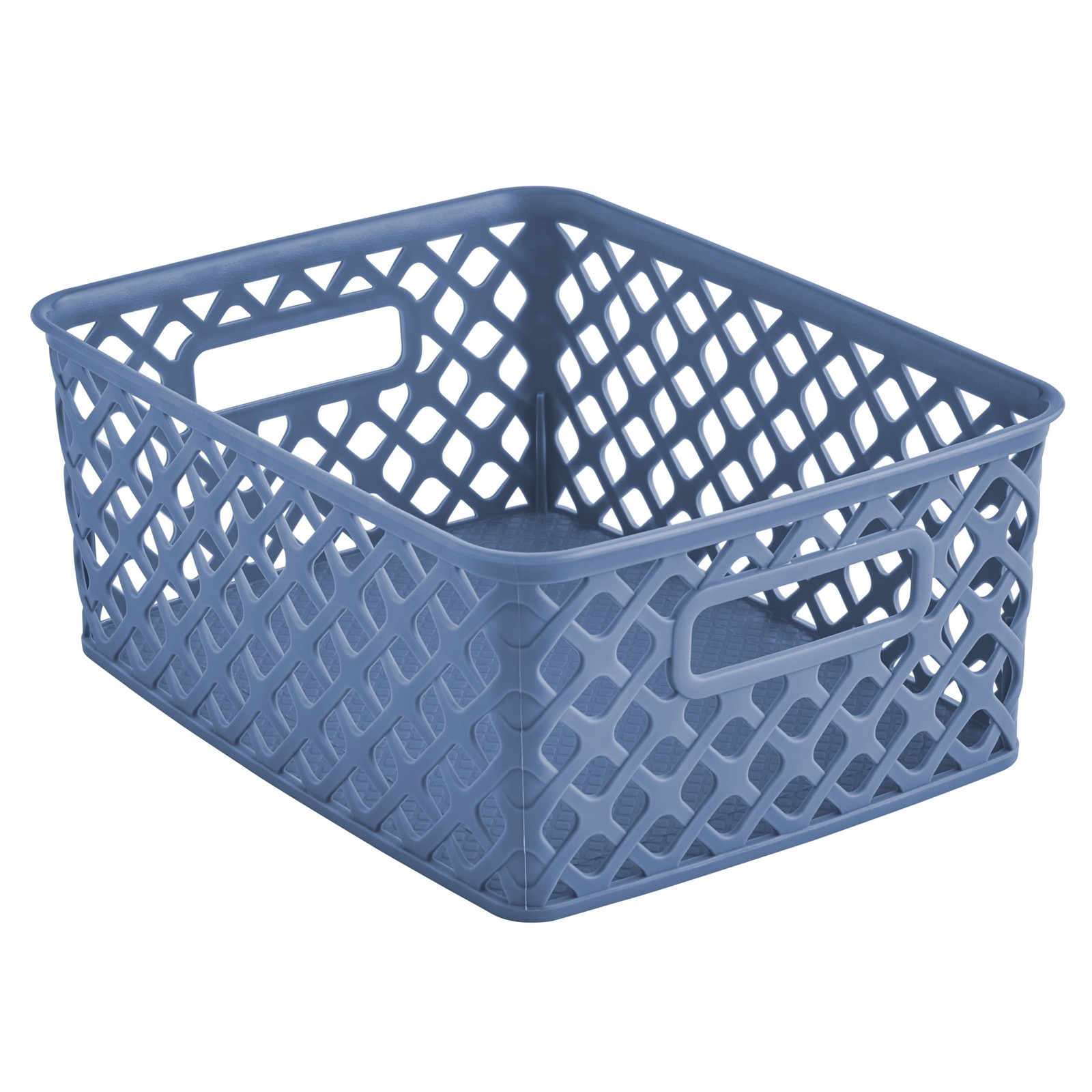 Large White Decorative Plastic Storage Basket 14.7 in x 12 in x 8.5 in