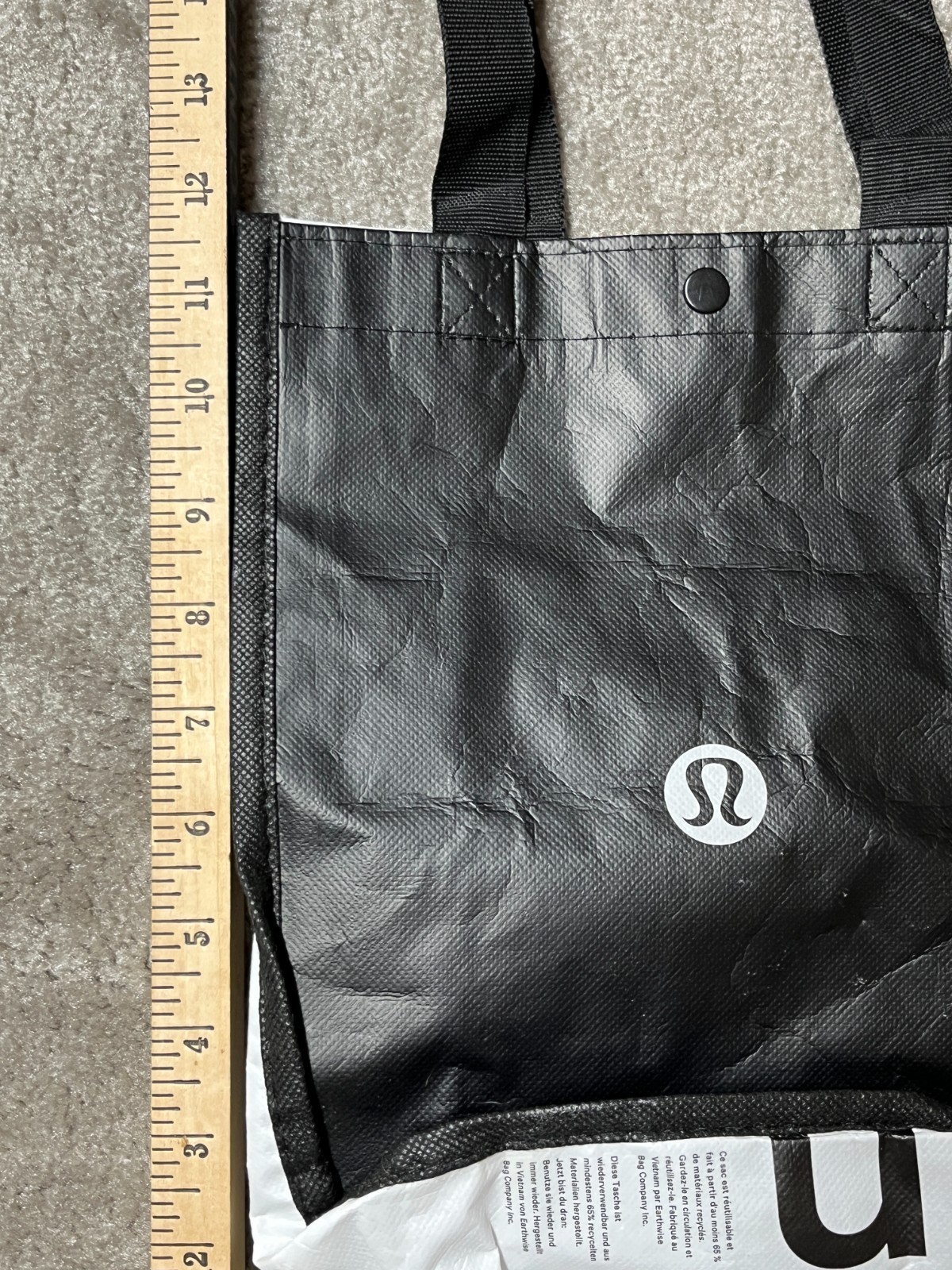Lululemon Reusable Shopping Tote Bag 11x9x4 Black and White