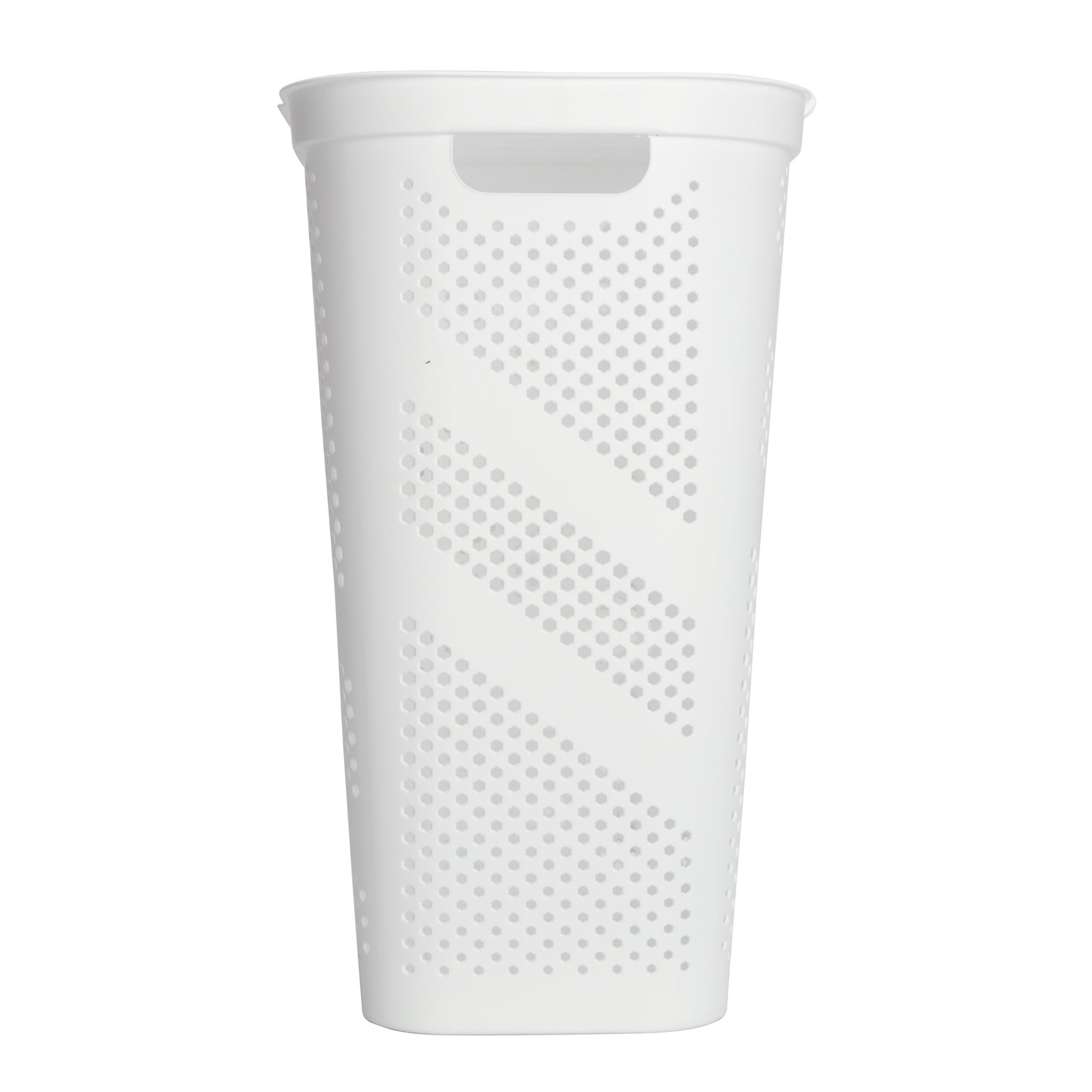 24″ Plastic Hinged-Lid Rectangle Laundry Hamper, White, Adult