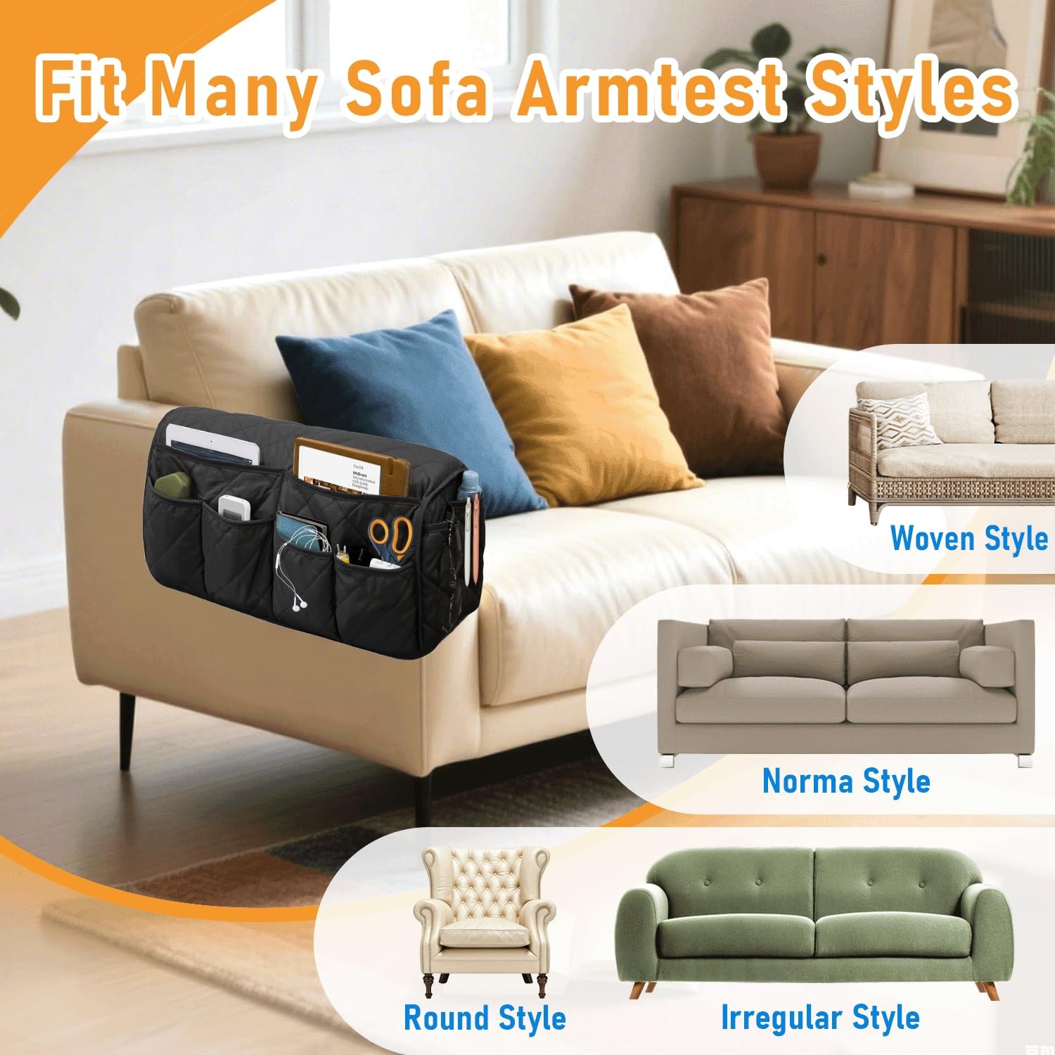 Armchair Caddy, Sofa Armrest Organizer, Non Slip Remote Control Holder for Re…