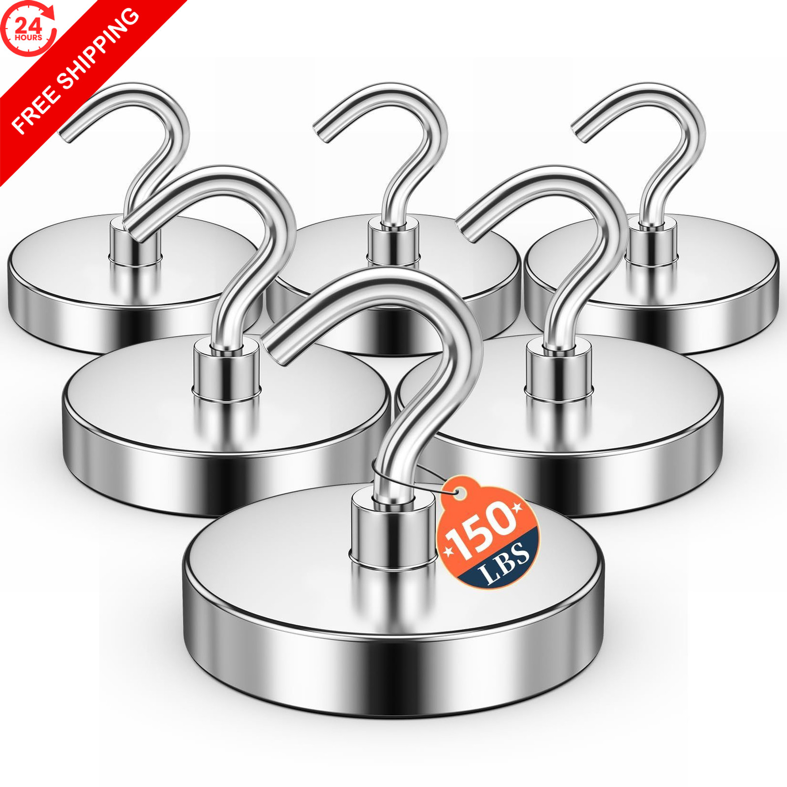 FINDMAG Magnet Hooks, 150LB+ Magnetic Hooks for Cruise 1.42 inches, Silver