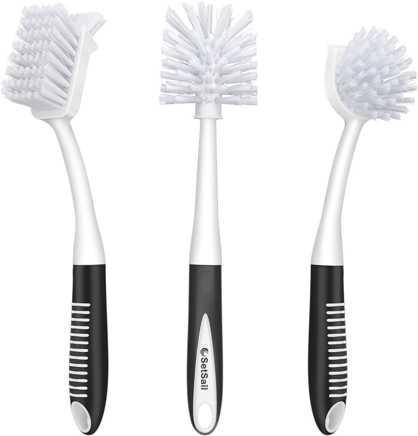 Dish Brush Set of 3 with Bottle Brush, Dish Scrub Brush with Long Handle Deep Cl