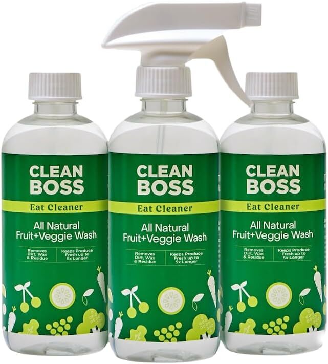 CleanBoss Eat Cleaner Triple-Action Fruit + Veggie Wash – 12 oz Pack of 3 – R…