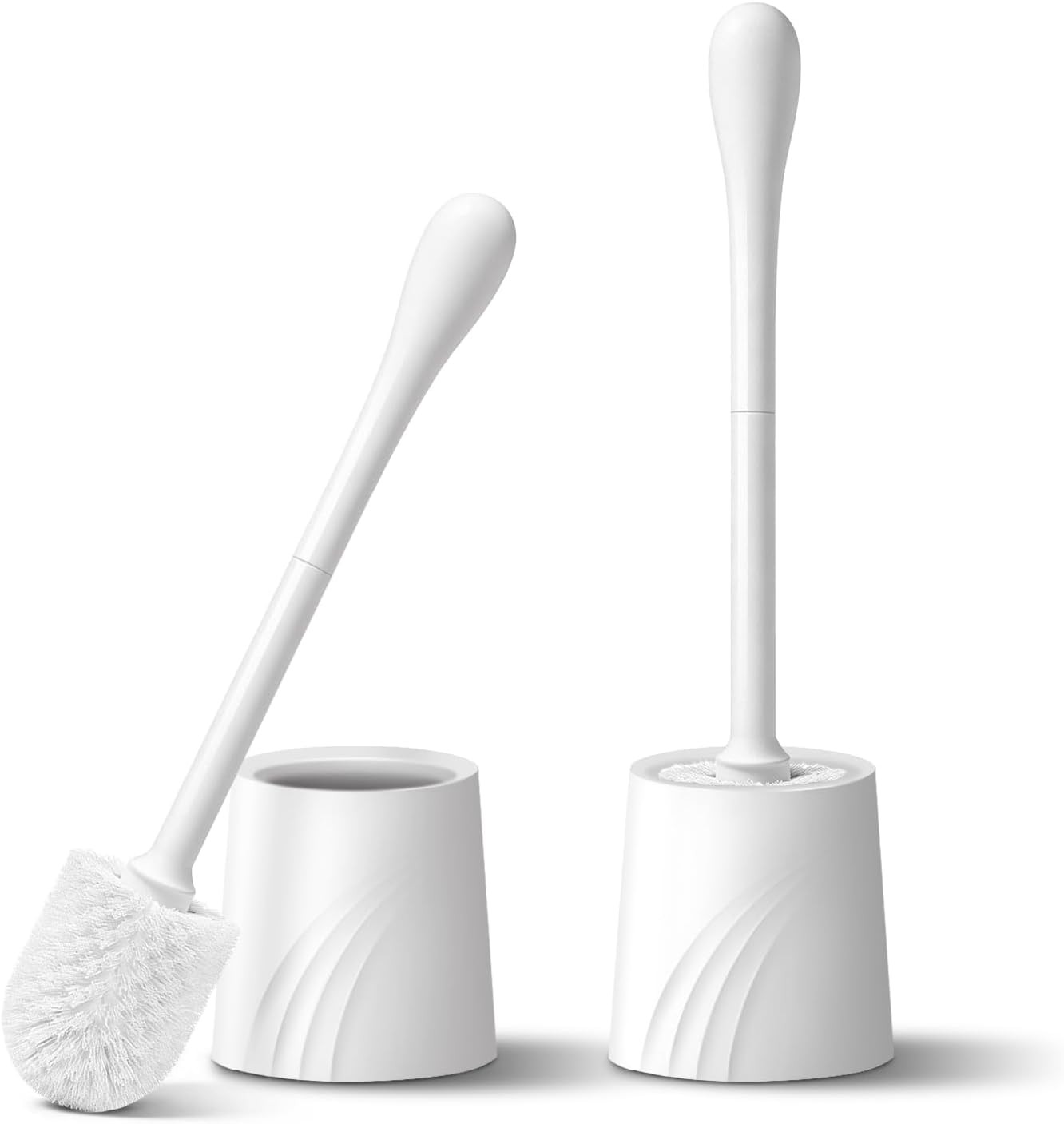 2 Pack Toilet Brush and Holder Set, Toilet Bowl Brush with Non-Slip Handle for