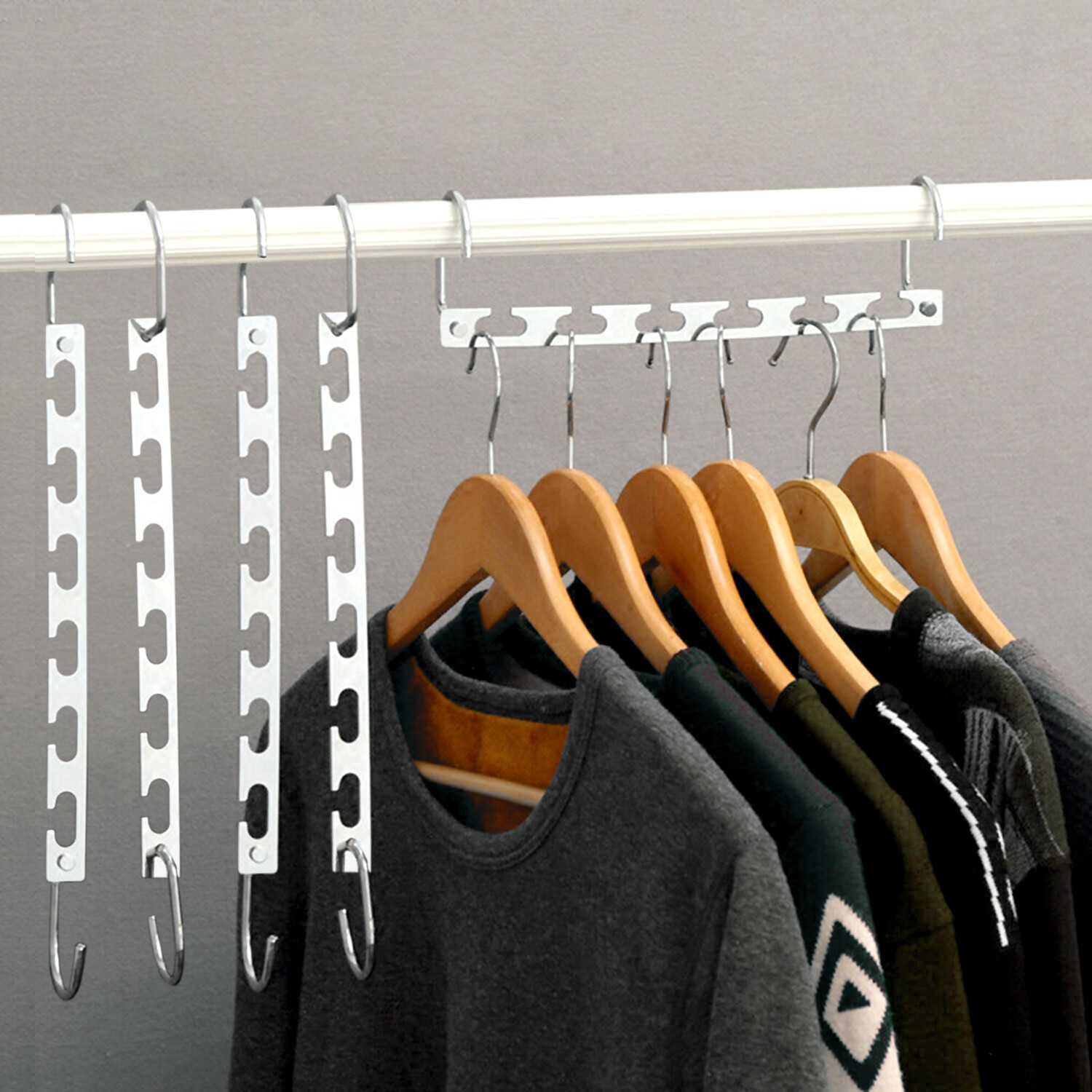 6 Pack Metal Wonder Closet Hanger Organizer Hook Space Saving Clothes Rack NEW