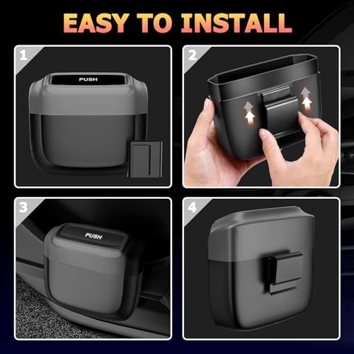 Pack Car Trash Can with Lid, Built-in Storage Garbage Bag, Vehicle 2 Black