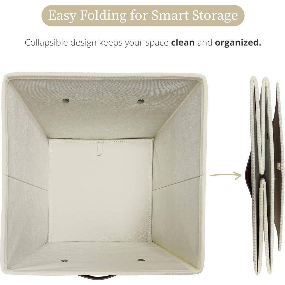 Beige 10.5 In. X 11 In. Fabric Decorative Basket Set of 6, Storage Cubes Organiz