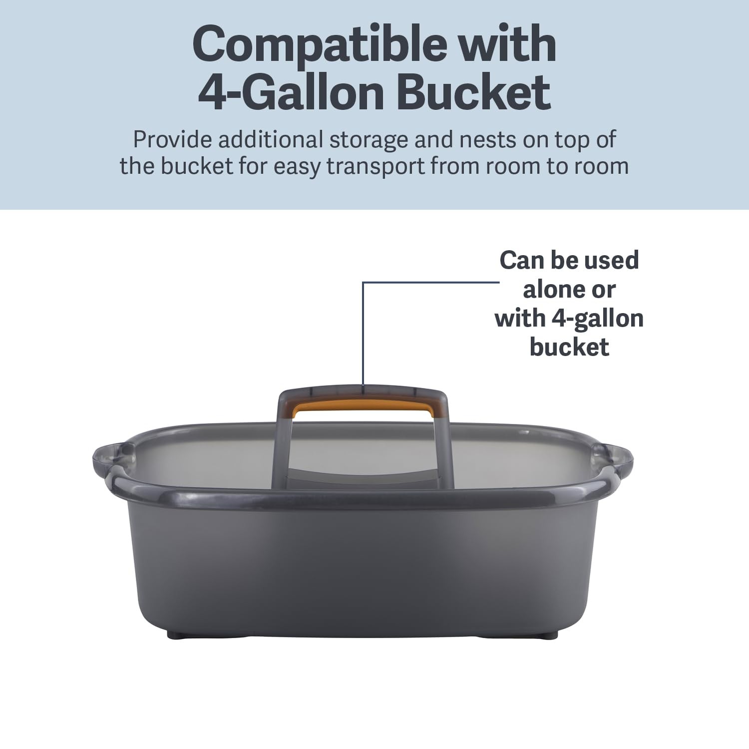 Casabella Cleaning Storage Caddy with Handle Plastic 1.85 Gallon, Gray