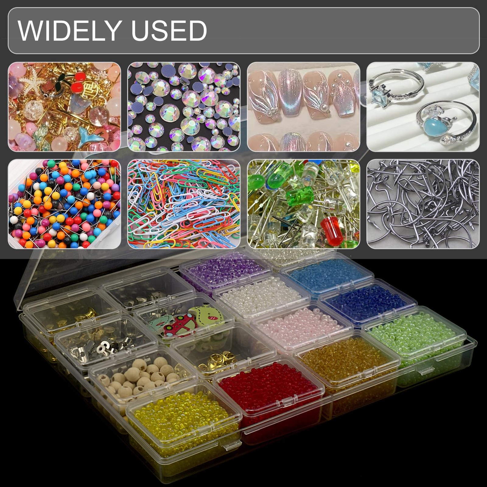 ZIIYAN Bead Storage Containers – 8.3 x 1.65 x 1.1 inches, Transparent 4 Pack