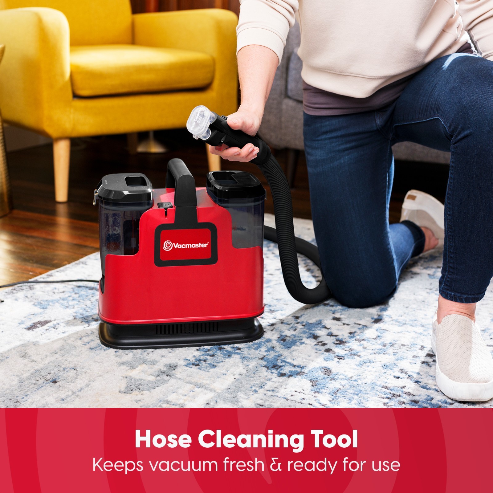 Vacmaster Portable Carpet Upholstery Cleaner, with 15Kpa Suction, Self-Cleaning